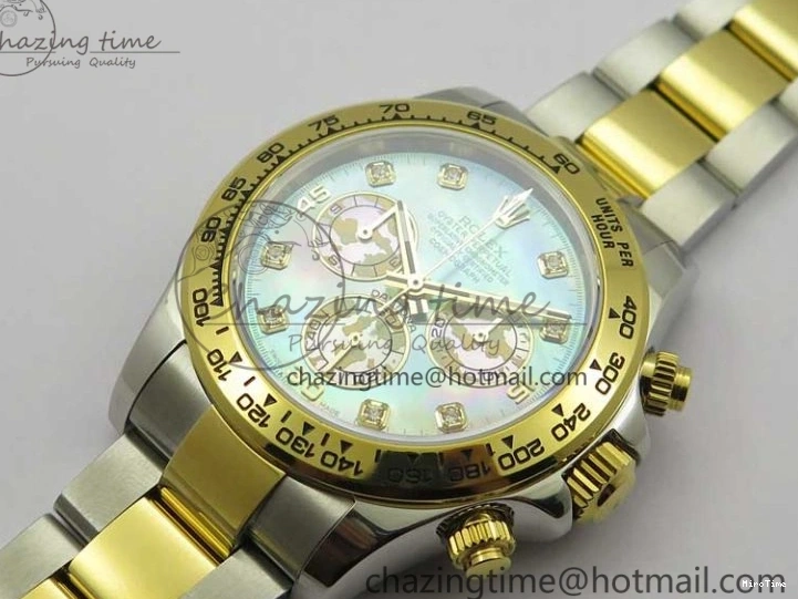 MiroTime 0520 Daytona 116520 SS YG UBF Best Edition Ice Blue MOP Crystal Markers Dial on SS YG Bracelet A Casual 2936